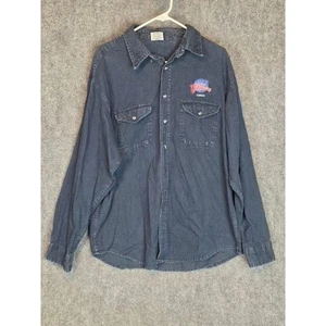 Vintage Planet Hollywood London Denim Langarm Hemd mit Knopfleiste Herren XL Film Essen - Bild 1 von 8
