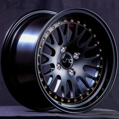 Llanta JNC JNC001 negra mate con remaches dorados 16x9 4x100/114,3 ET10 Foto 1 de 4