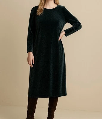 Vestido midi vintage de terciopelo Hanes para mujer talla 2X verde oscuro fiesta glamour Foto 1 de 4