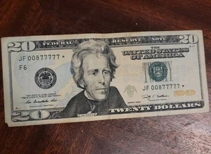 fancy serial number 20 dollar Star bill 2009 JF 00877777* - Picture 1 of 10