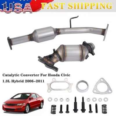 2x Catalytic Converter For Honda Civic 1.3L Hybrid 2006-2011 Easy to Replace - Изображение 1 из 4