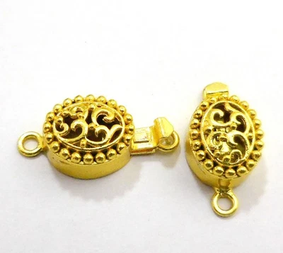 5 PCS 20X14X10MM BALI BOX CLASP 1 STRAND 18K GOLD PLATED 227 - Image 1 of 3
