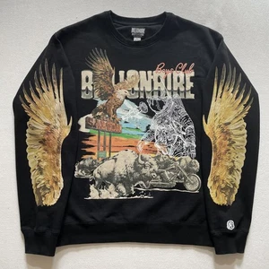 Billionaire Boys Club Sweatshirt Mens XL Black Crewneck Astronaut Eagle Wings - Picture 1 of 14