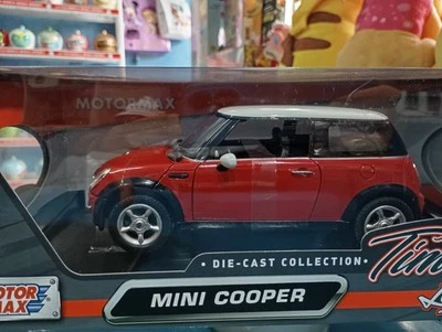Modellino auto die cast collection MINI COOPER 2000 RED/WHITE 1:18 MotorMax - Immagine 1 di 4