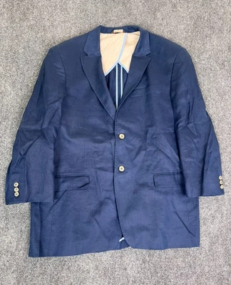 Tasso Elba Navy Blue Sport Blazer 100% Linen TWo Button Size XXL (48-50) - Image 1 of 4