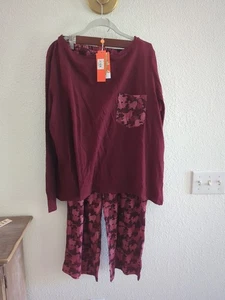 NWT Pajamas Set Con.Struct Camo Cat Print Women's Elastc Waist Pant Cotton XL - Picture 1 of 6