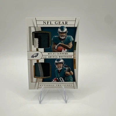 Miles Sanders J.J. Arcega-Whiteside 2019 National Treasures NFL Gear GOLD 01 /25 - Image 1 of 3