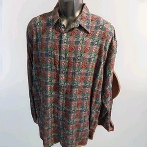 CAMISA VINTAGE JHANE BARNES BOTÓN DELANTERO MANGA LARGA HOMBRE XL ABSTRACTO COLORIDO - Imagen 1 de 4