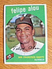 1959 Topps Baseball # 102, FELIPE ALOU Rookie Card (RC), Giants, VgEx