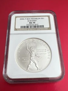 2006 P Ben Franklin Scientist $1 Coin, MS-70, NGC - Picture 1 of 4