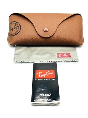 AUTHENTIC Ray-Ban Glasses Case for Sunglasses Brown, Cleaning Cloth and Booklet - Image 1 of 2