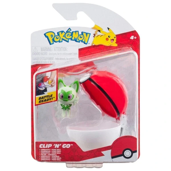 Jazwares Pokemon Clip n Carry Pokeball Sprigatito w Poké Ball Battle Figure Set