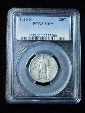 1919 S Quarter Dollars Standing Liberty Quarter PCGS VF-25 Cover