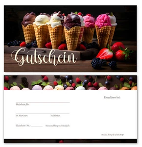 Geschenkgutschein für Gastronomie Geschenkgutschein Eisdielen Eis Cafeteria - Bild 1 von 3