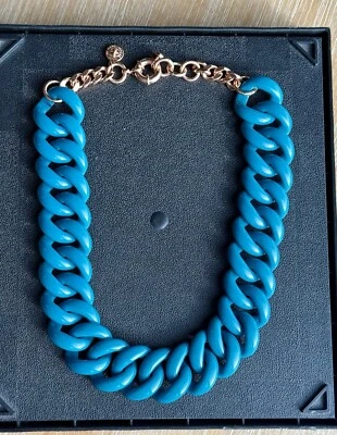 COLLAR GRANDE AZUL VERDE AZULADO MARC Por MARC JACOBS METAL ORO ROSA 16" LARGO.         E Foto 1 de 4