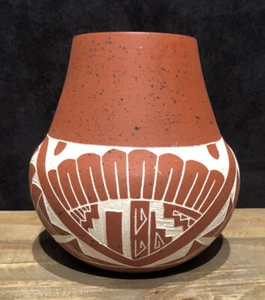 5" SIGNIERTE A C ACOMA PUEBLO INDIANER INDIANER VASE - Bild 1 von 8