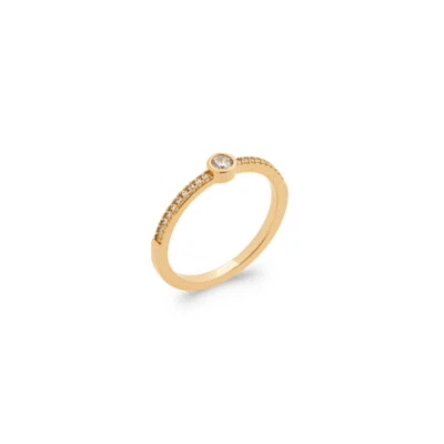 Bague anneau zirconium plaqué or 750/000 18 carats garanti - Photo 1/2