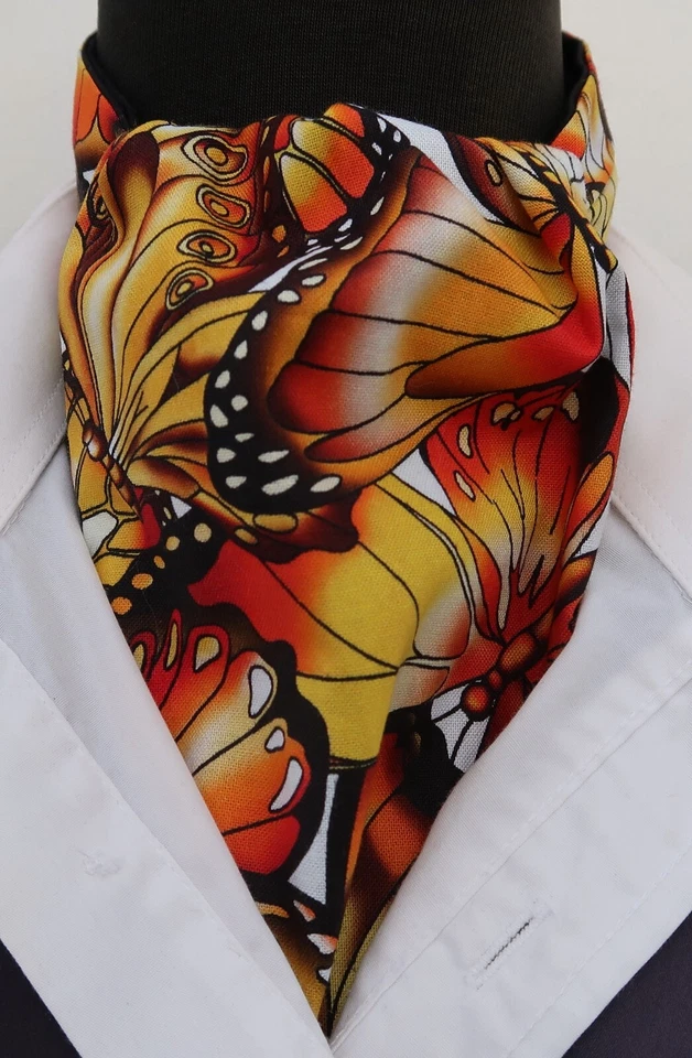 Мужские желтый красный черный яркие бабочки хлопок Ascot галстук платок - Изображение 1 из 4