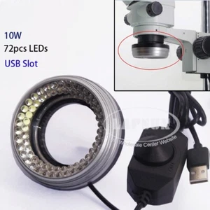 USB 10W 72 LED M48 OilProof Mirror Stereo Microscope Ring Light Lamp Illuminator - Picture 1 of 8