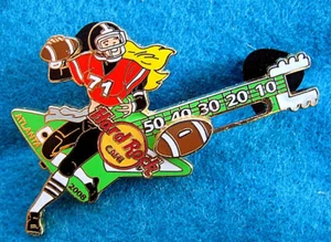 ATLANTA FALCONS NFL GRID IRON FOOTBALL GIRL SLIDER GUITAR Hard Rock Cafe PIN LE - Picture 1 of 1