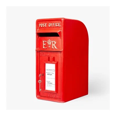 Casella postale rossa pronto soccorso con serratura montata a parete Royal Mail design cassetta postale ghisa - Immagine 1 di 4