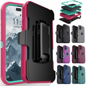 For Apple iPhone 16/Pro/Plus/Pro Max/Shockproof Heavy Duty Case Cover Belt Clip - Picture 1 of 54