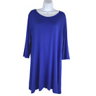 Comfy USA Tunic Dress Womens XL Blue Solid Modal Spandex Stretch NWT TP-2518