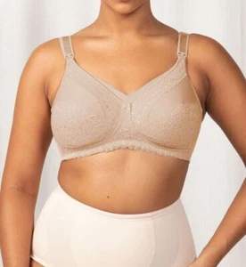 Lace Maternity Beige Wirefree Bra, Sizes 10DD-20DD, Triumph Lingerie - Picture 1 of 6