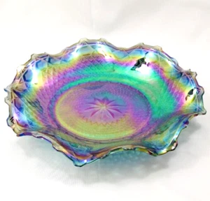 Hostess Plate Ruffled Iridescent Blue Carnival Glass Indiana #2908 Indiana Glass - Picture 1 of 9