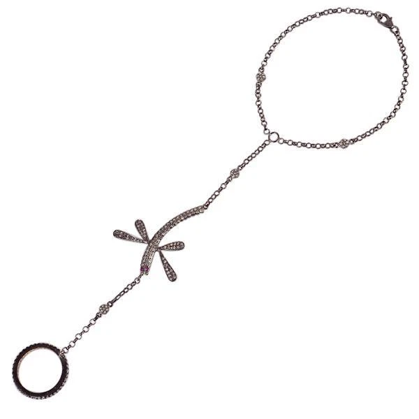 1.65ct Diamond Dragonfly Charm Palm Bracelet 925 Starling Silver - Image 1 of 4