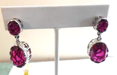 Radiant Orchid Quartz Dangle Drop Earrings, Sterling Silver Platinum Overlay Foto 1 de 4