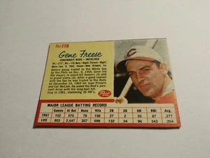 Tarjeta de béisbol Gene Freese 1962 #118 post cereal ex/mt - Imagen 1 de 7