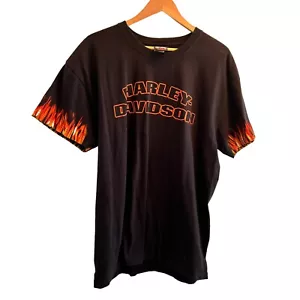 Vtg Harley-Davidson Mens XL H-D Flames Double Sided Big Logo Las Vegas NV 2002 - Picture 1 of 6