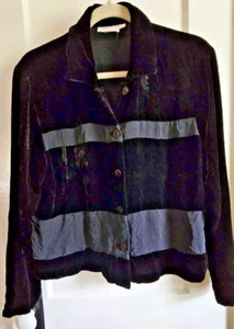 Giacca donna Silk Club collezione seta pannello velluto bottoni davanti Tg L nero - Foto 1 di 7