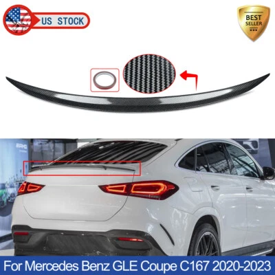 For Mercedes Benz GLE Coupe C167 2020-2023 Carbon Style Rear Trunk Spoiler Lip Foto 1 de 4