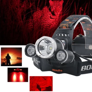 BORUiT LED Headlamp Rechargeable Red Light Headlight Hunting Fishing Torch Lamp - Picture 1 of 22
