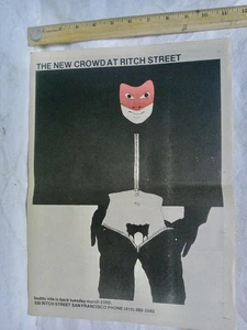 RITCH STREET BAR CLUB fetish full page ad 1976 San Francisco Ca. GAY art - Picture 1 of 2