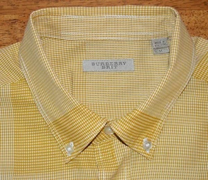 Burberry Brit M yellow patchwork w/ logo long sleeve cotton casual shirt w7j1 - Picture 1 of 7