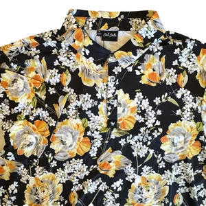 Bad Birdie Mens XL Huntingdon Black Floral Short Sleeve Stretch Golf Polo NWT - Picture 1 of 12