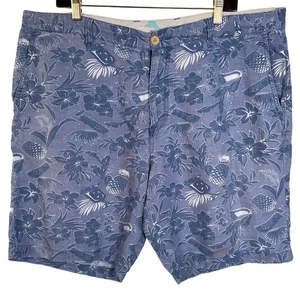 Pantaloncini uomo Tommy Bahama taglia 40 100% lino blu stampa cocktail tropicale usati in ottime condizioni - Foto 1 di 11