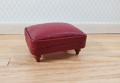 THE DOLLS HOUSE EMPORIUM Dollhouse Miniature Footstool Ottoman Burgundy 1:12 Scale Miniature Furniture