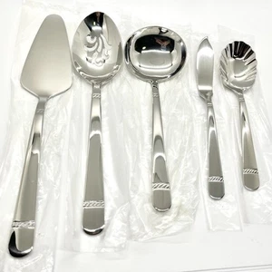 5 Pc Lot Reed & Barton Brighton Hostess Serving Stainless Spoon Pie Server - Picture 1 of 5