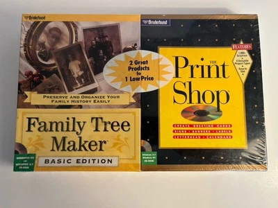 Windows Original Family Tree Maker 1996 Edición Básica Plus The Print Shop Sellado Foto 1 de 4