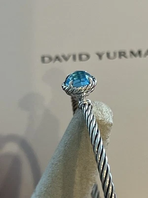 David Yurman Sterling Silver Chatelaine Blue Topaz 3mm Cable Bracelet Large - Image 1 of 4