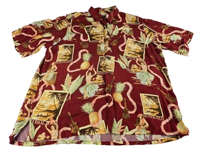 Reyn Spooner Honolulu Hula Girl Pineapple Hawaiian S/S Shirt Rayon Mens Large - Picture 1 of 7