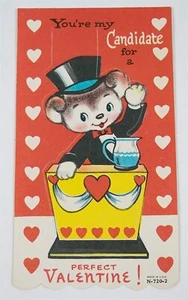 VINTAGE VALENTINSKARTE POP-OUT BÄR POLITIKER DU BIST MEIN KANDIDAT 60er - Bild 1 von 1