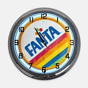 18" Fanta Metal Sign Designed White Neon Clock - Picture 1 of 6