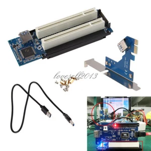 NEW PCI-E Express X1 to Dual PCI Riser Extend Adapter Card With USB 3.0 Cable - Photo 1/4