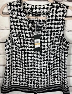 NWT Karl Lagerfeld Womens Size S Black/White Button Up Sleeveless Top Blouse - Picture 1 of 5