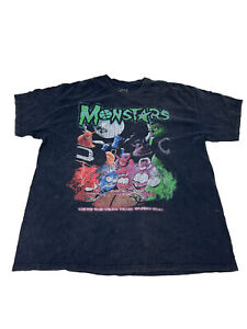 Men’s Acid Washed Monstars Graphic Tshirt Size Large
